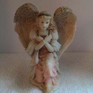 Elegant Angel Figurine - Cream and Pink